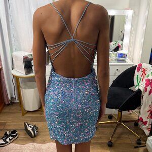 Blue Sequin Strappy Homecoming Dress Size M